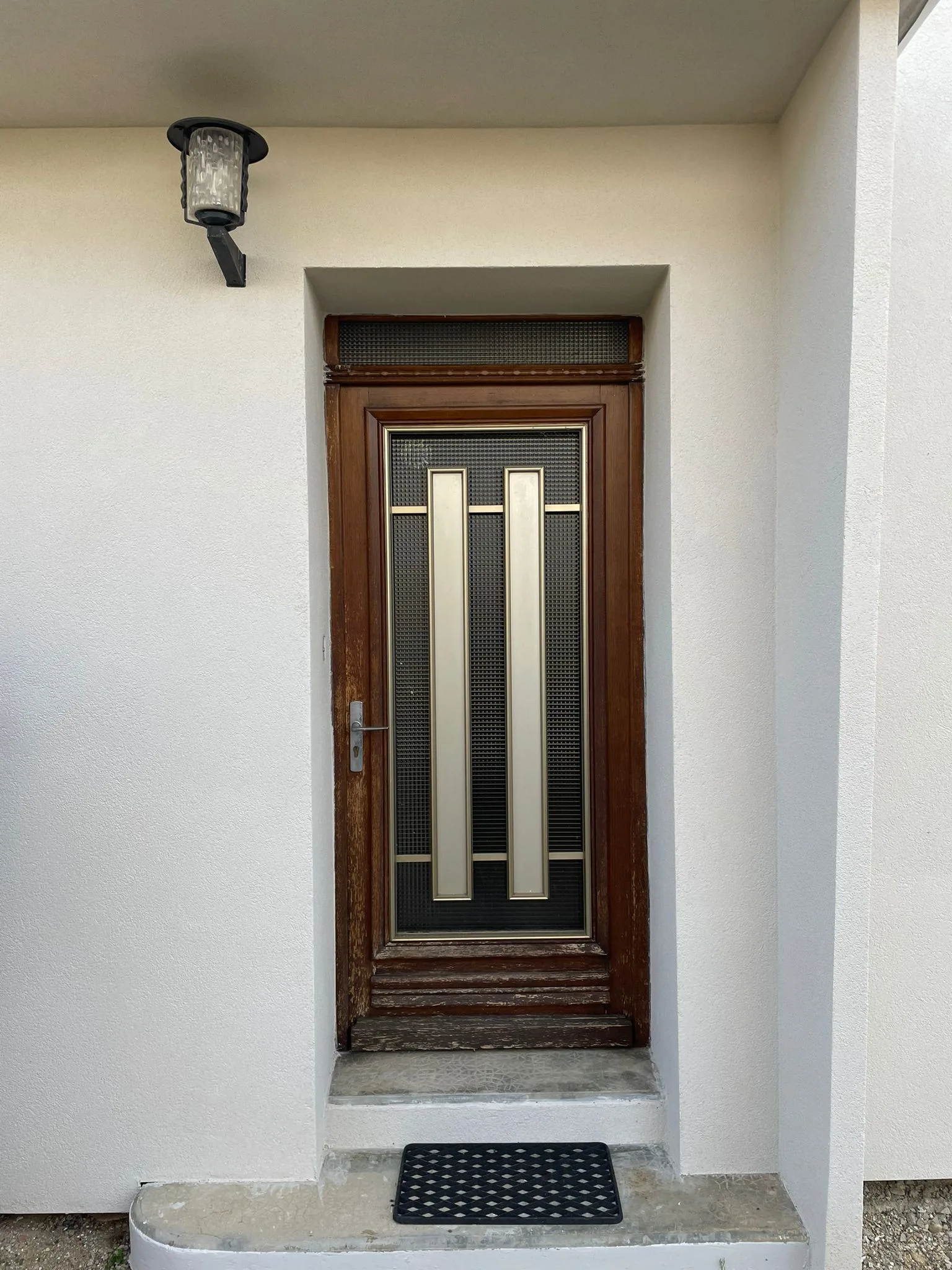 Remplacement d'une porte d'entrée aluminium Centauria avec insert inox à Beaurepaire-en-Bresse (71580) — avant travaux